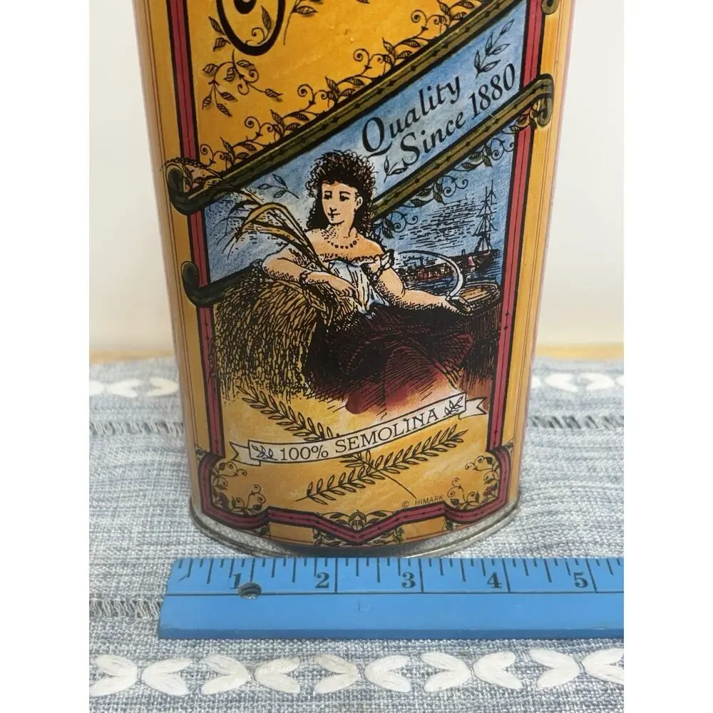 Vintage HIMARK San Remo Spaghetti Pasta Tin Canister Italian Kitchen Cottagecore